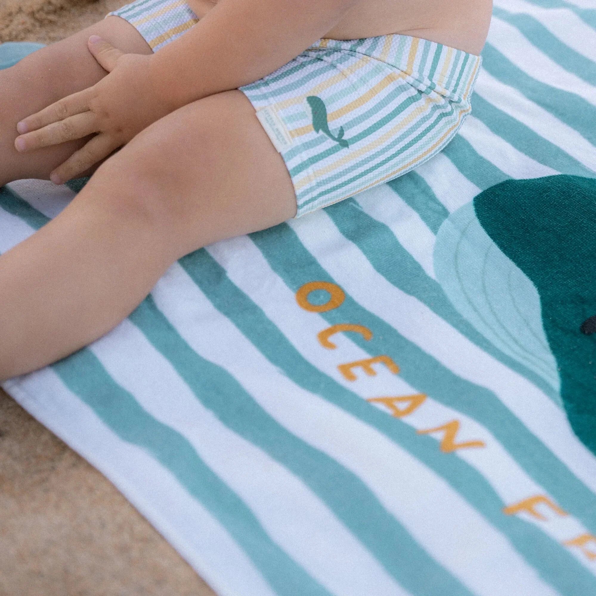 Little Dutch Whale Stripe Swim Shorts