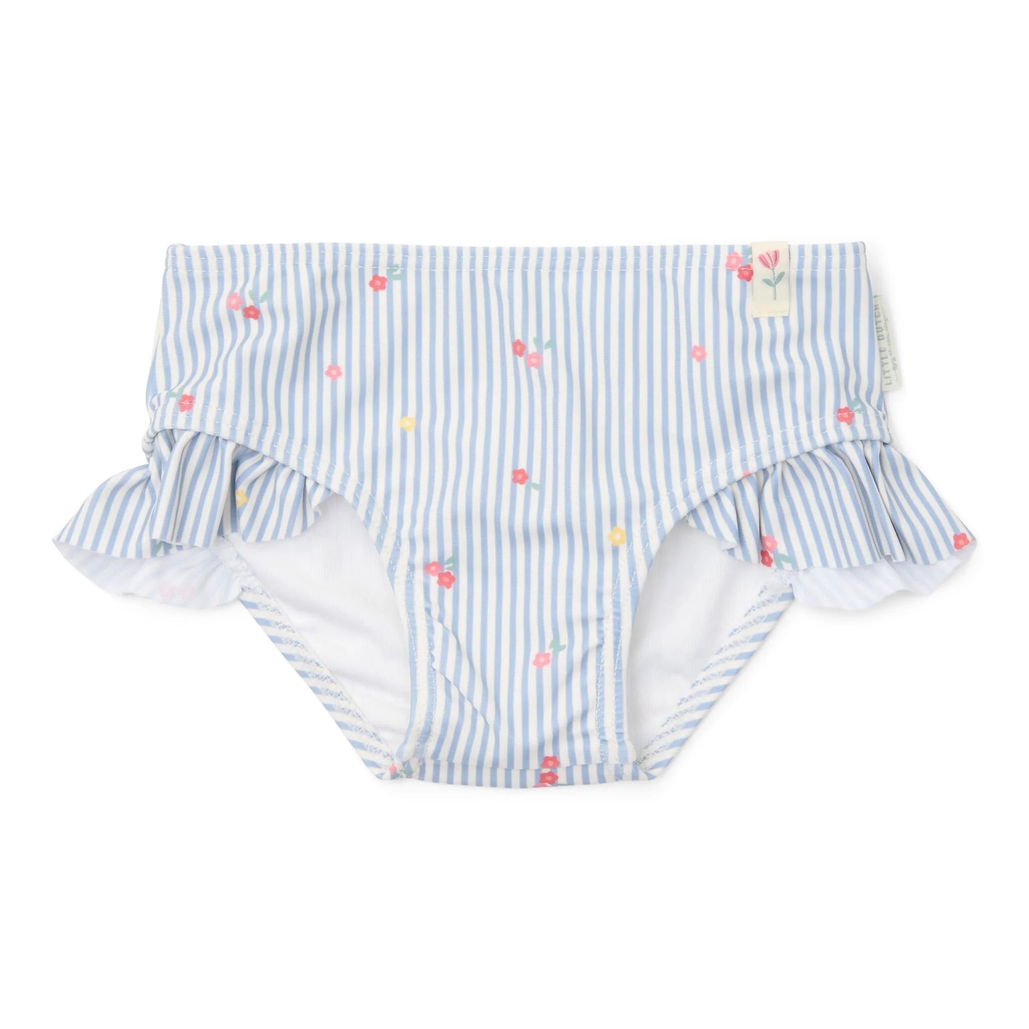 Bañador tipo slip azul con estampado de flores