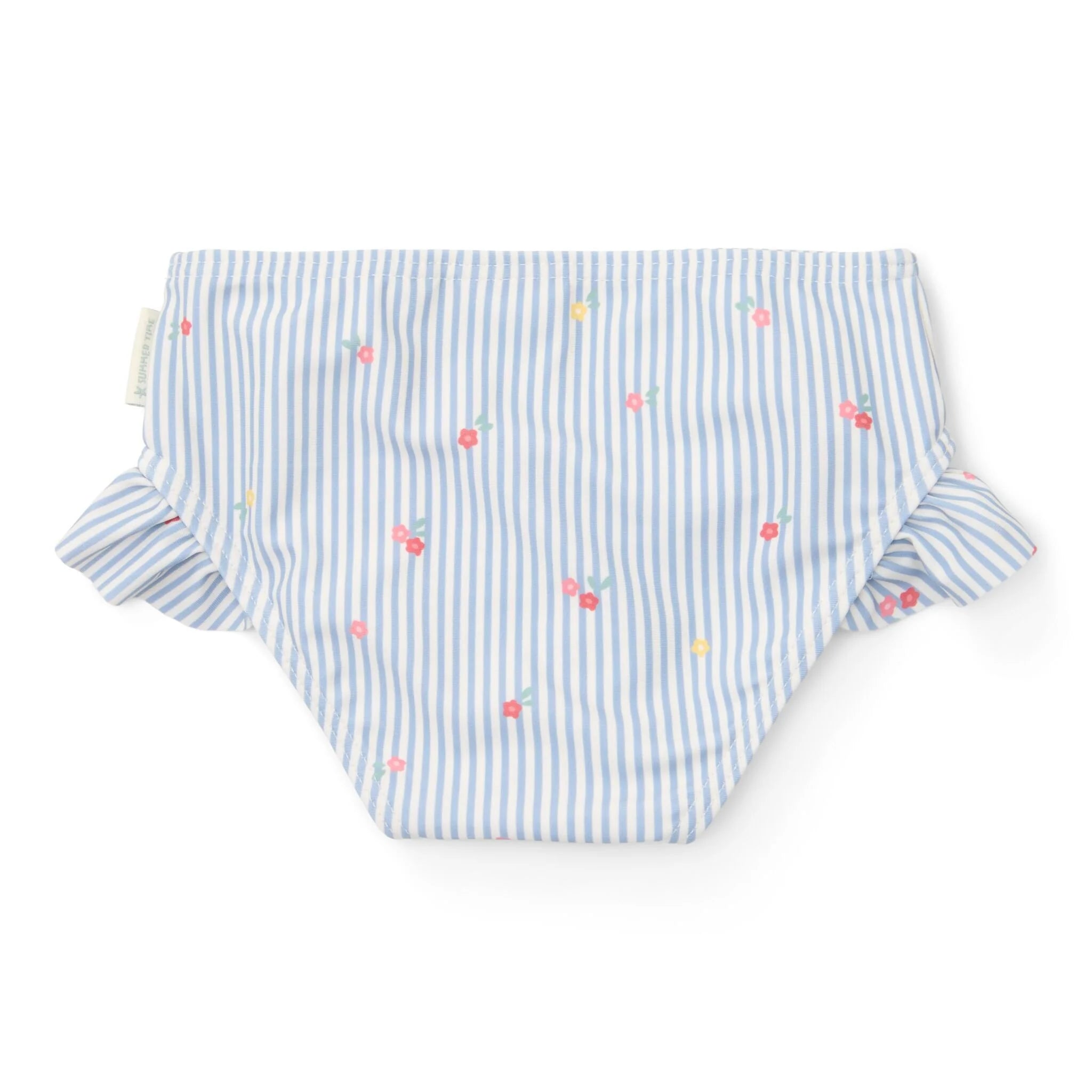Bañador tipo slip azul con estampado de flores