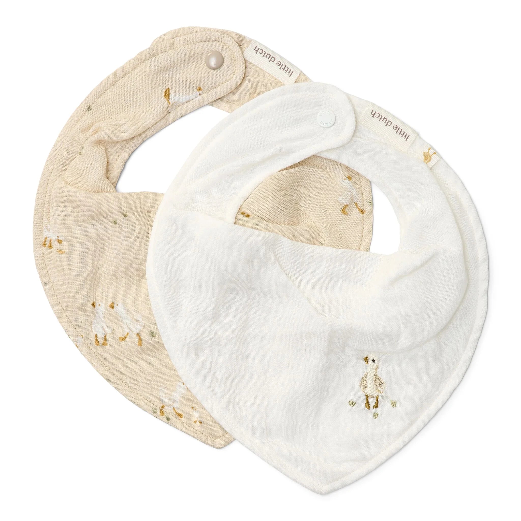 2-Pack Bandana Bibs – White – Newborn Naturals – Little Goose