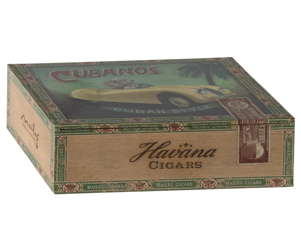 La abuela y el abuelo ratones en una caja de puros
