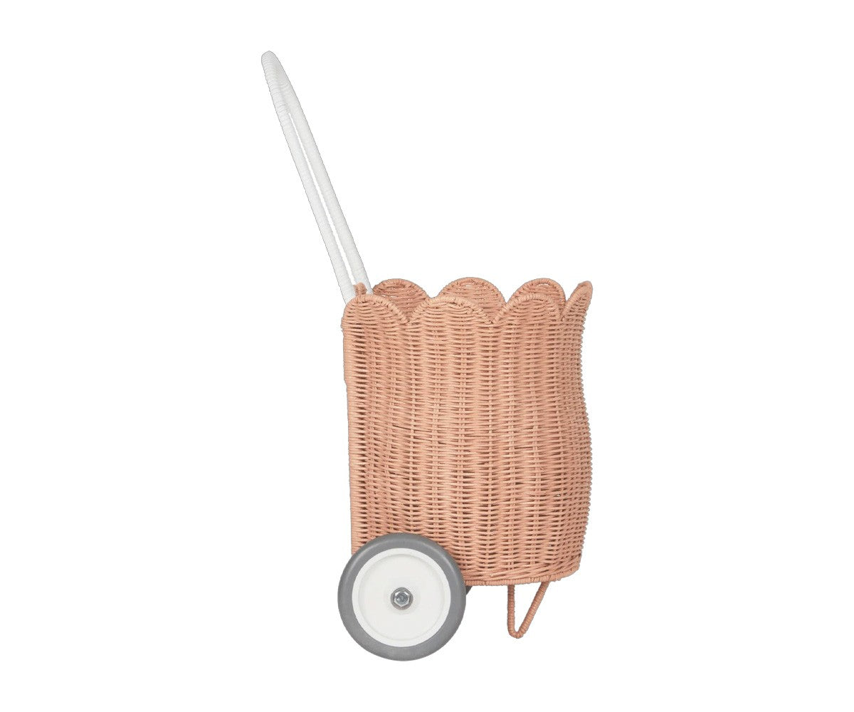 Petal Pink Rattan Luggy Basket – A wheeled basket for children