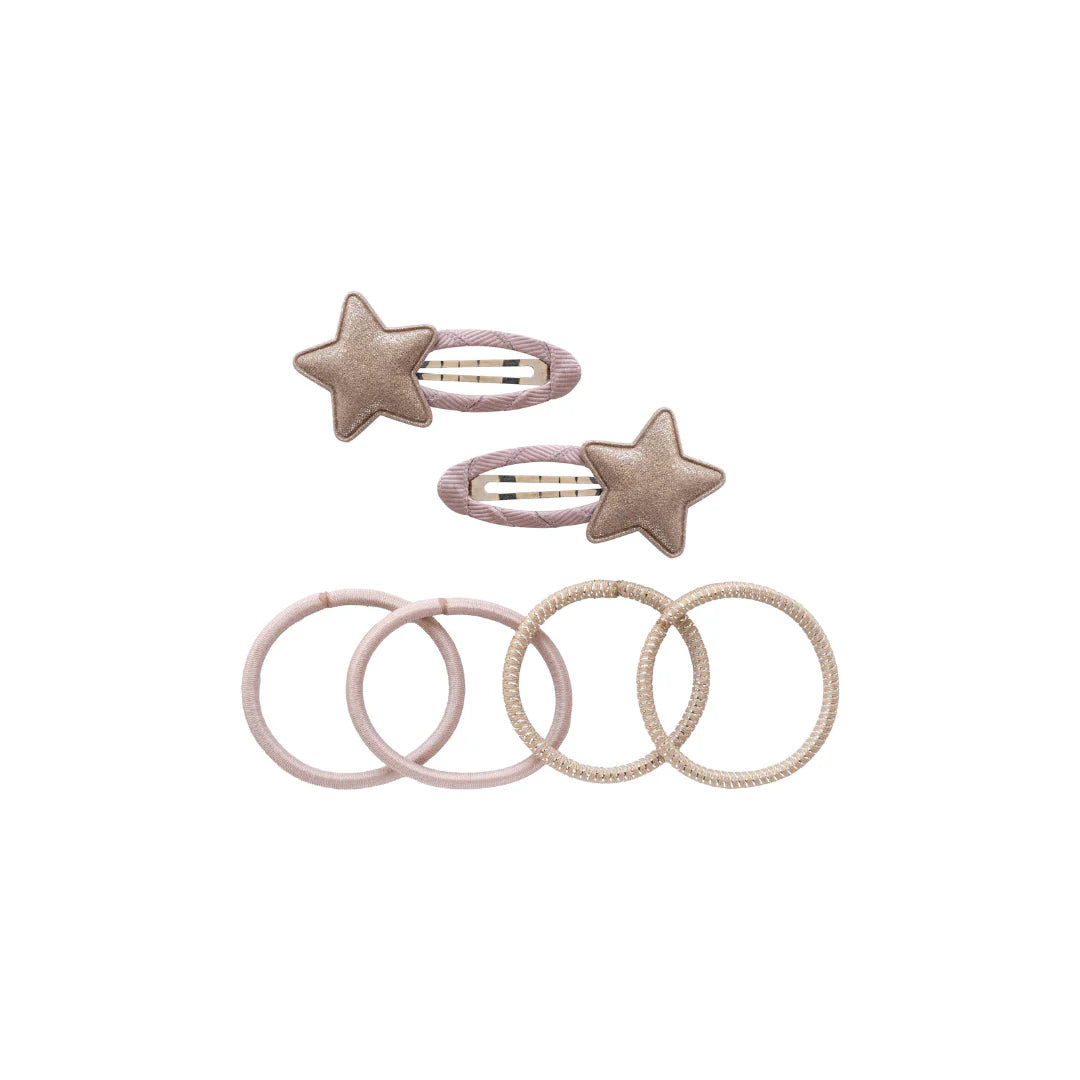 Conjunto de pinzas para el pelo y gomas "Estrellas"