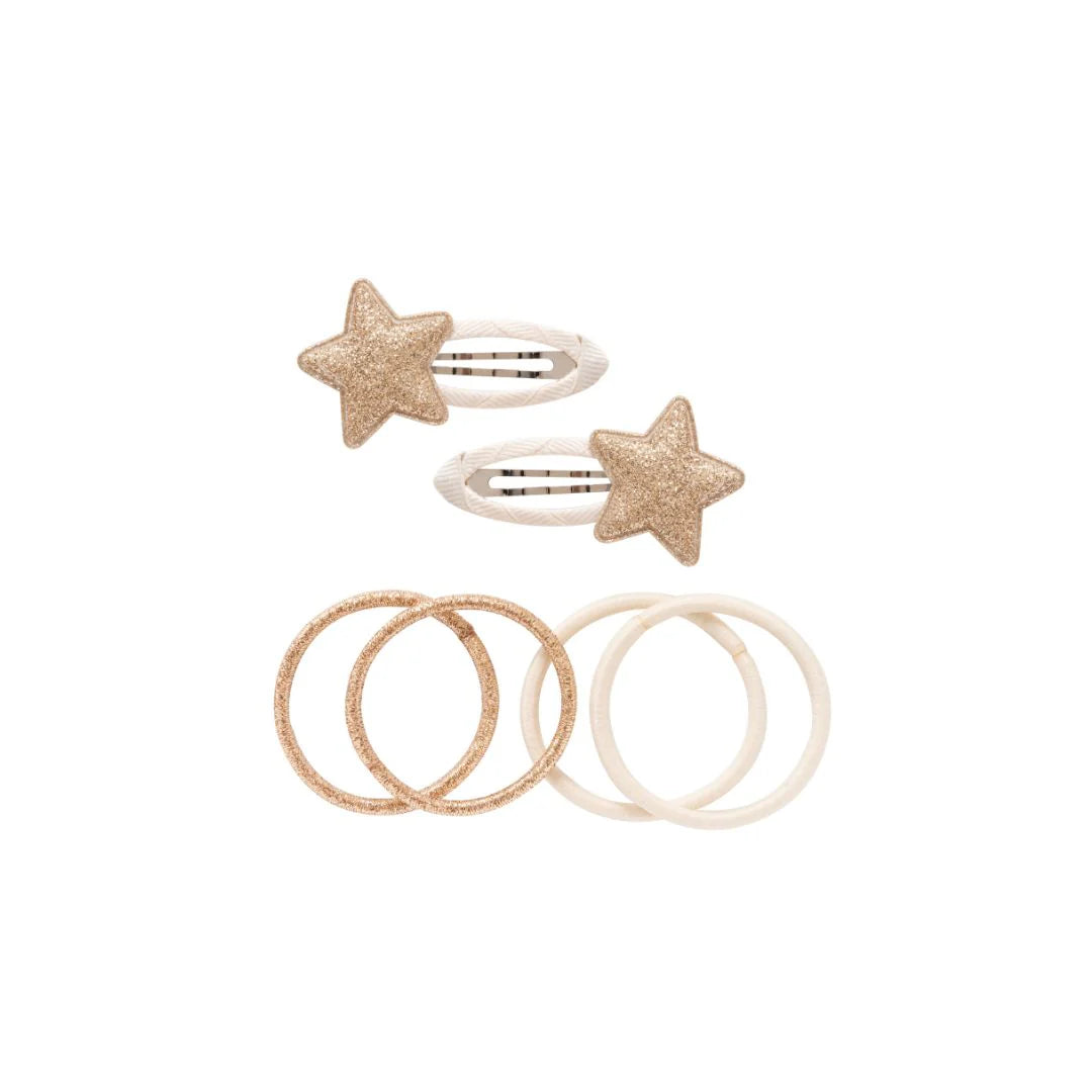Conjunto de pinzas para el pelo y gomas "Estrellas"