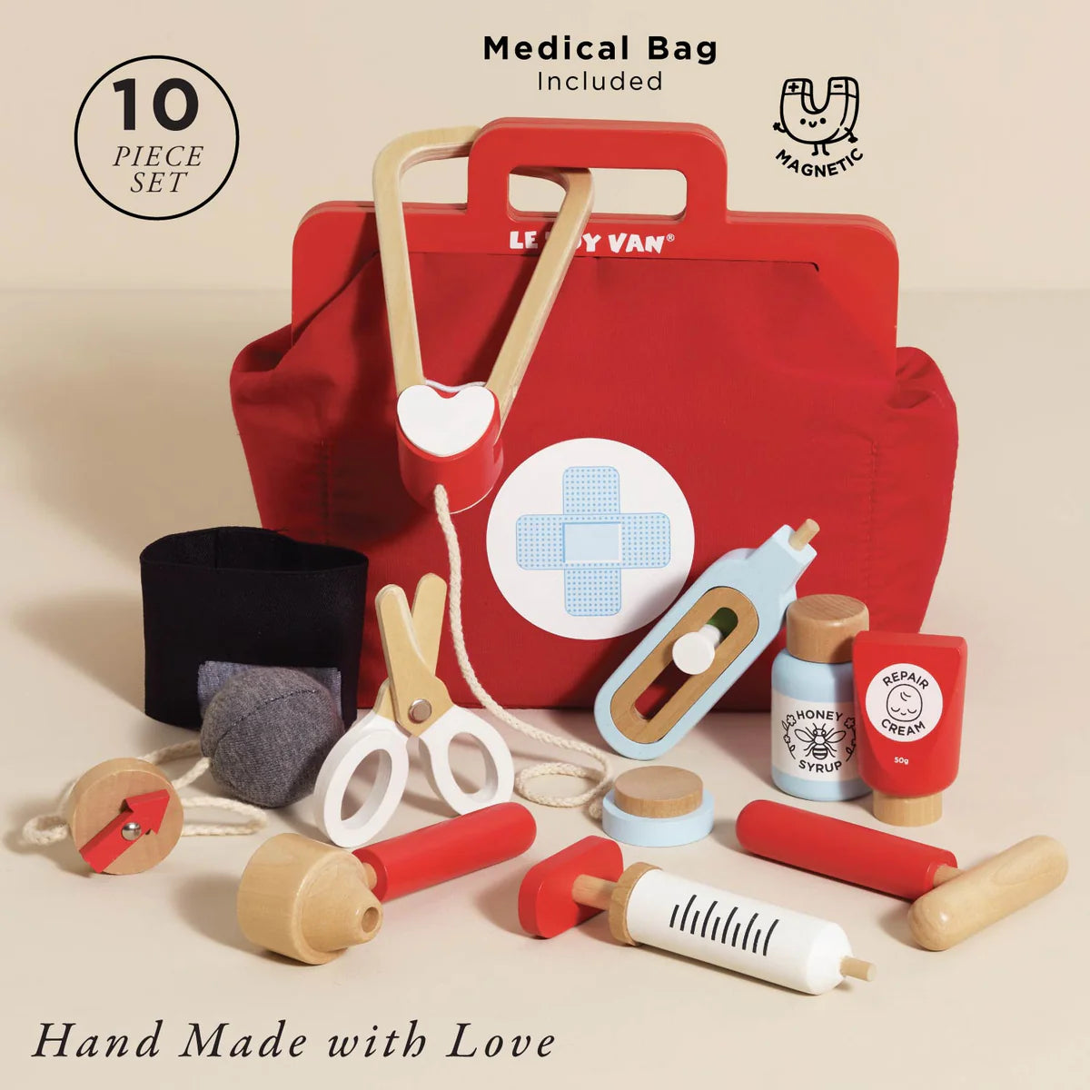 Vintage Wooden Medical Kit – Pretend Play Game