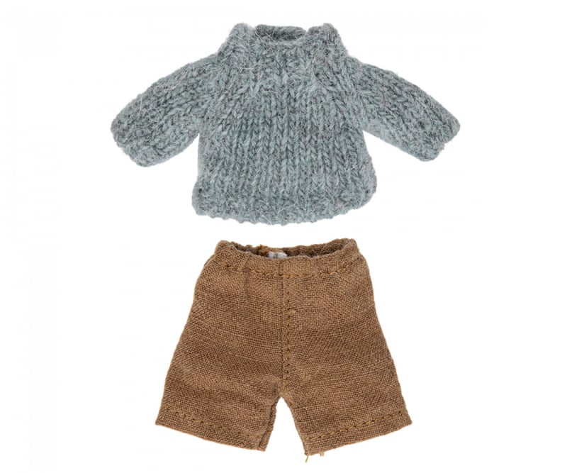 Knitted sweater and pants set for big brother - Maileg