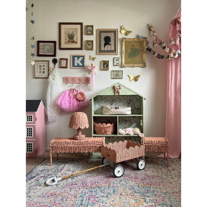 Olli Ella – Candeeiro Petal Lamp em Rattan | Seashell Pink