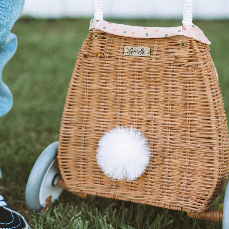 Olli Ella – Rattan Bunny Luggy com Forro