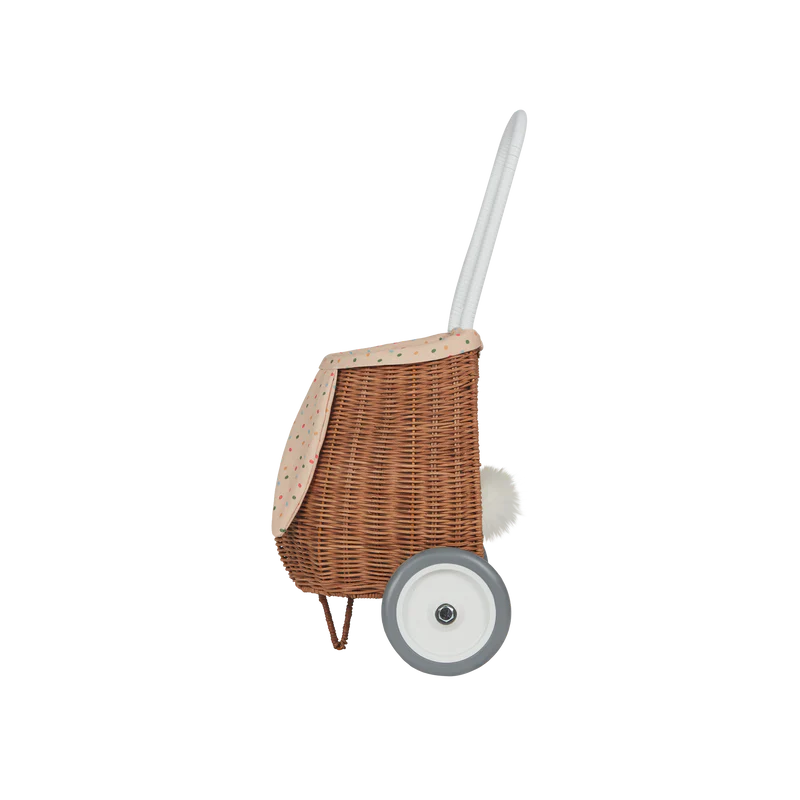 Olli Ella – Rattan Bunny Luggy com Forro