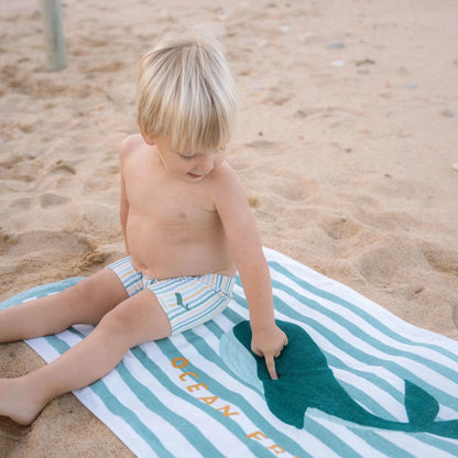 Little Dutch Whale Stripe Swim Shorts 
