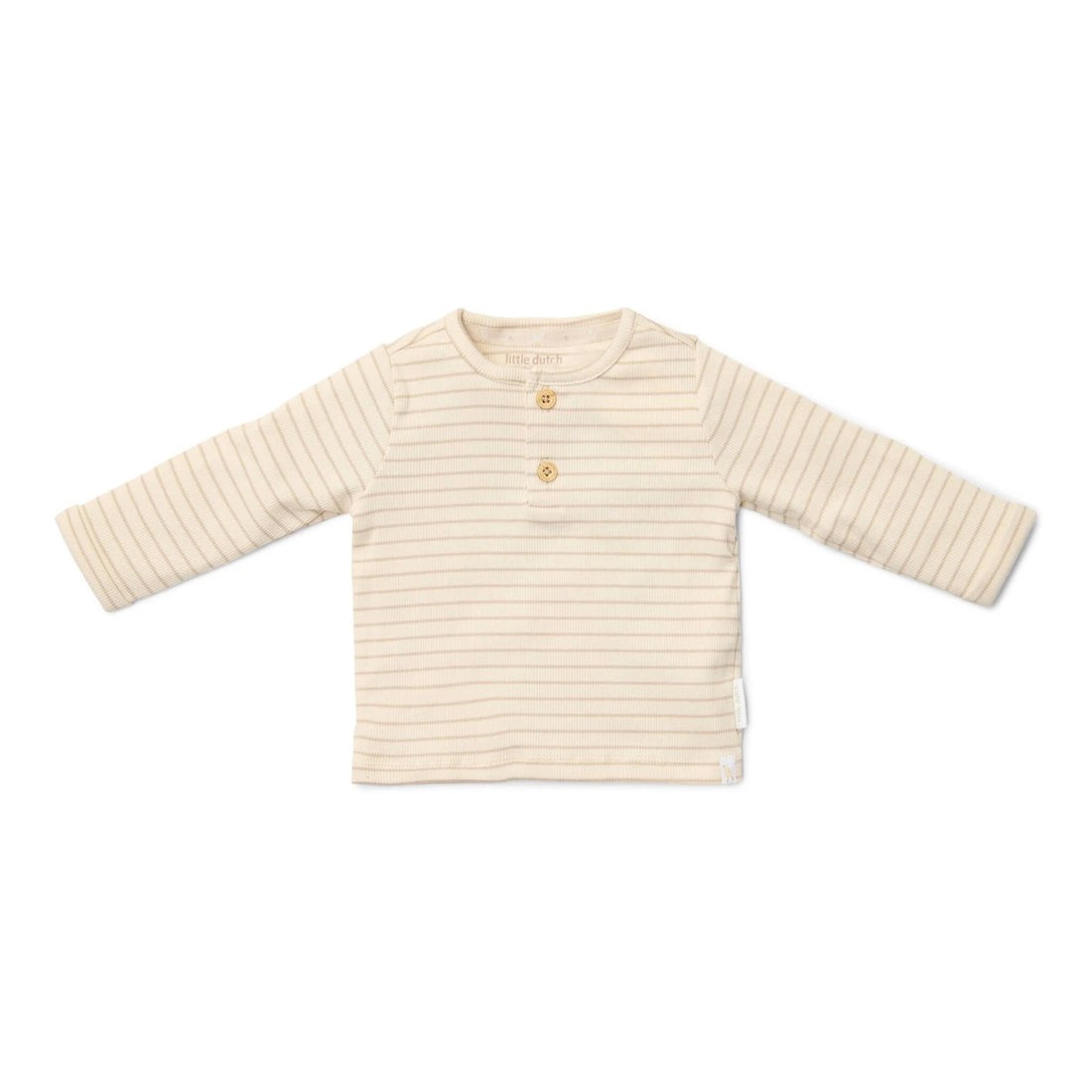 Little Dutch – T-Shirt de Manga Comprida Bege às Riscas Newborn Naturals