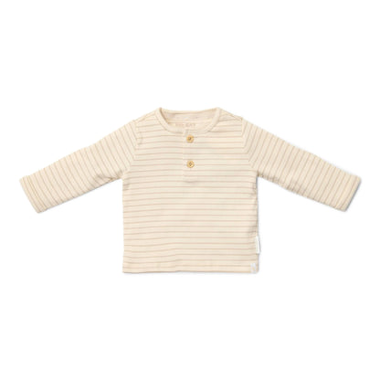 Little Dutch – T-Shirt de Manga Comprida Bege às Riscas Newborn Naturals