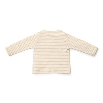 Little Dutch – T-Shirt de Manga Comprida Bege às Riscas Newborn Naturals