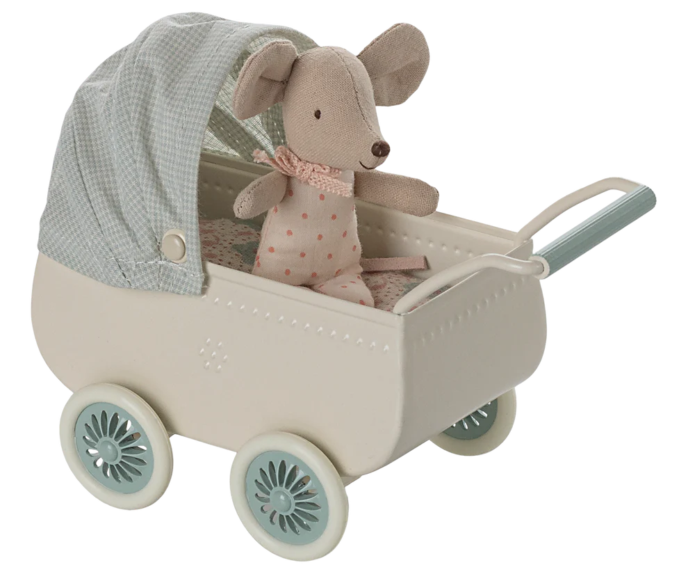 Baby stroller with mouse - Mint green