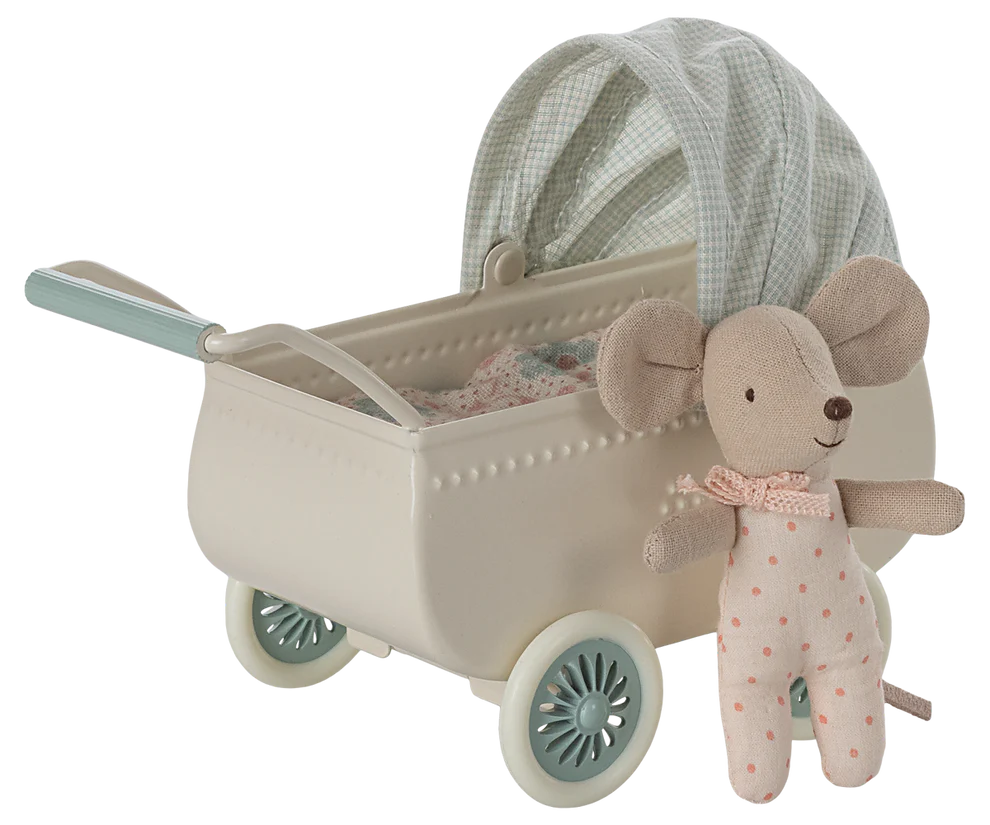 Baby stroller with mouse - Mint green