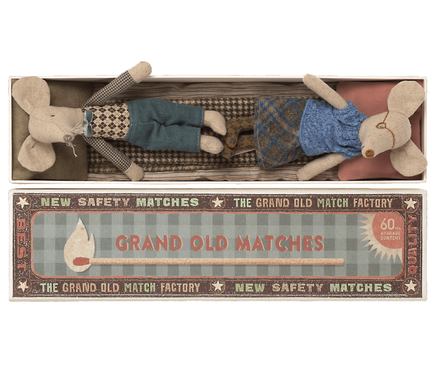 Grandma and Grandpa Rats in an Old Matchbox