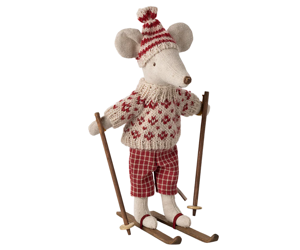 Ratinho de inverno com conjunto de esqui, Mamã - Vermelho Maileg