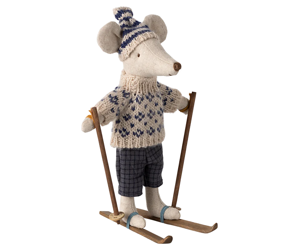 Ratinho de inverno com conjunto de esqui, Papá - Azul Maileg