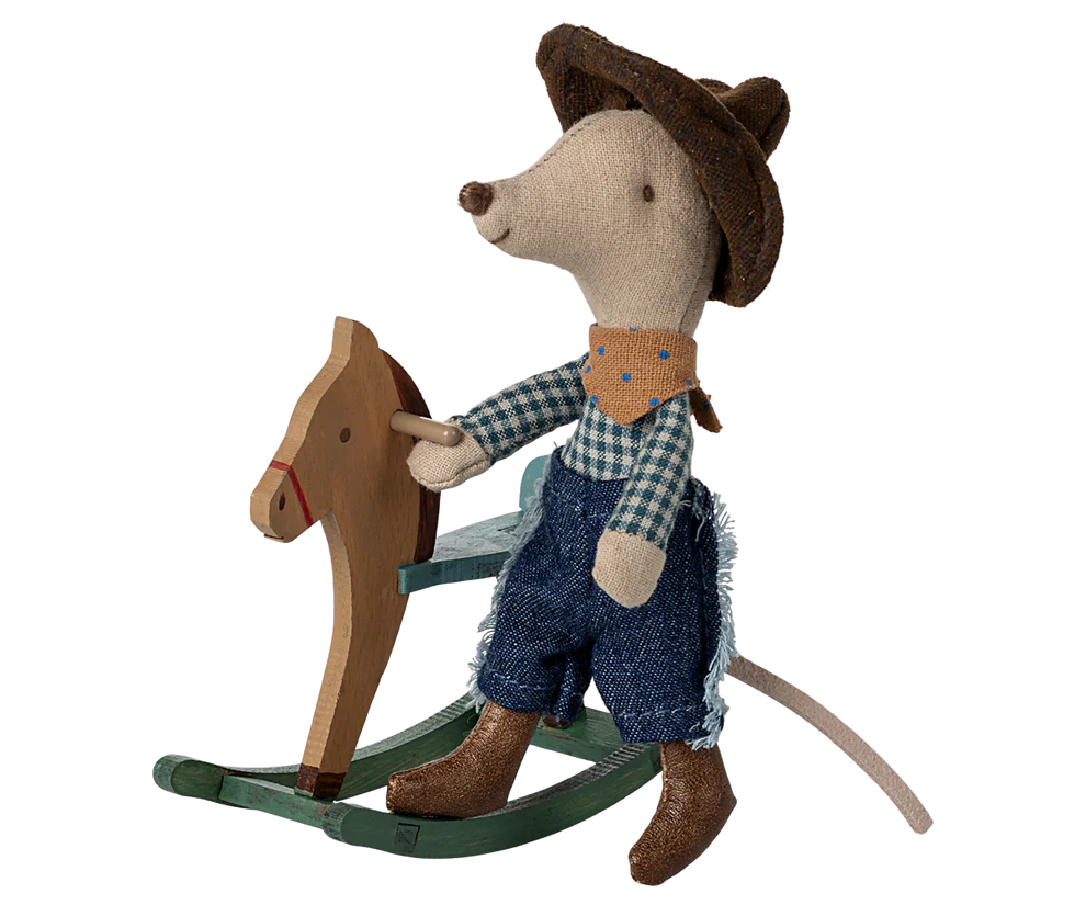 Rato cowboy no cavalo de baloiço - Maileg