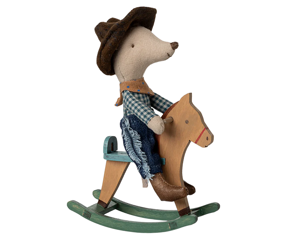 Rato cowboy no cavalo de baloiço - Maileg