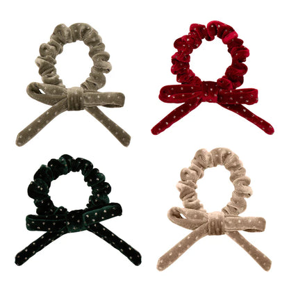 Conjunto de 4  Scrunchies de veludo com laço de Natal