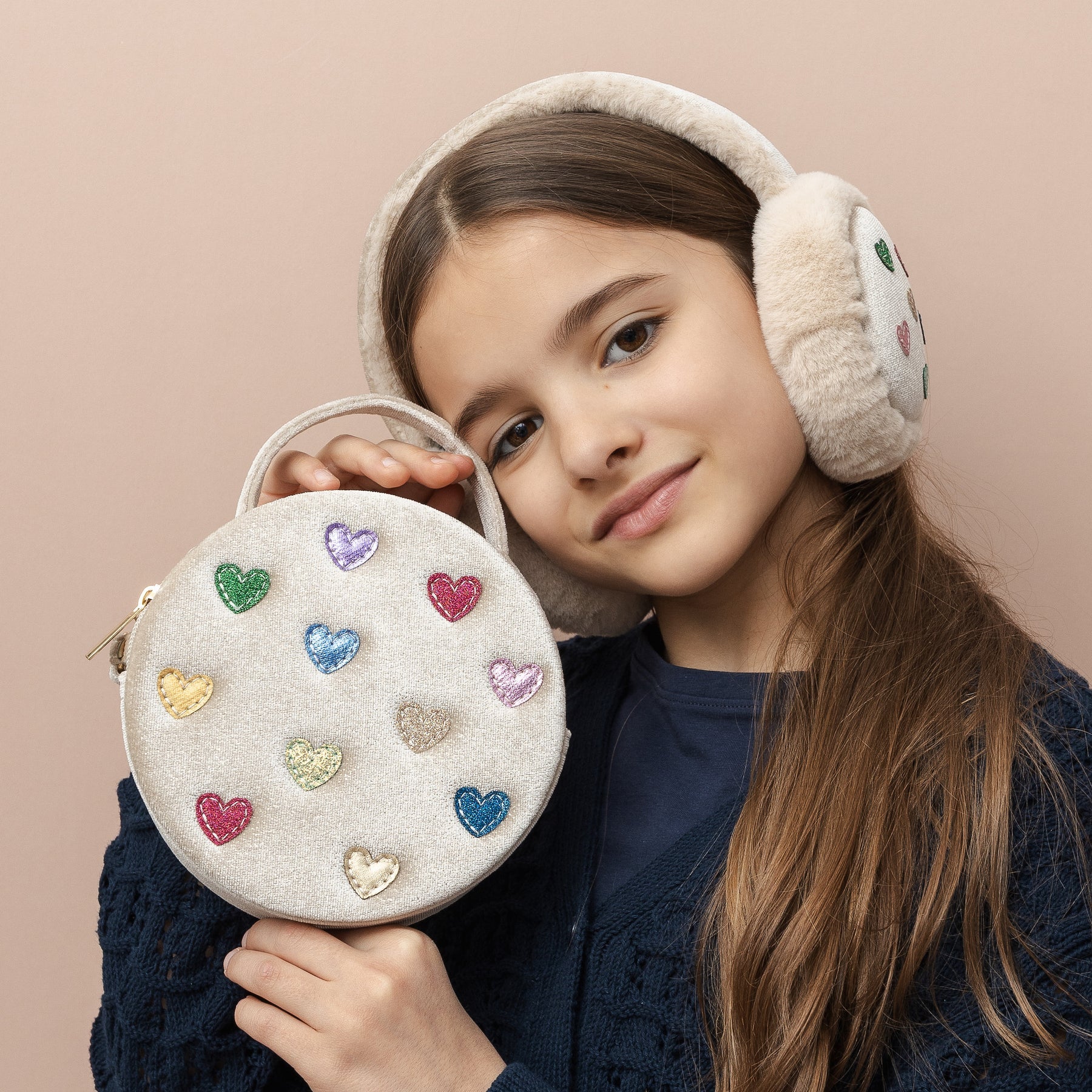 Jazzy Hearts Velvet Bag – Mala Infantil em Veludo com Corações