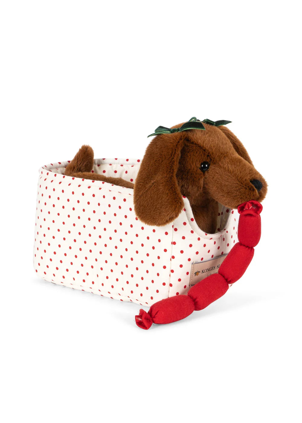 Peluche Cão Salsicha Chorizo com Cesto – Konges Sløjd