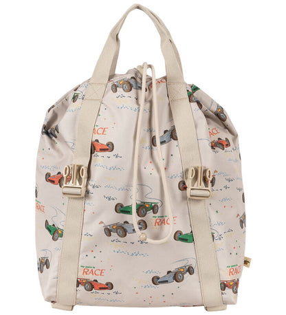 Konges Sløjd Vintage Cars Beige School Backpack with Gym Bag and Rain Cover