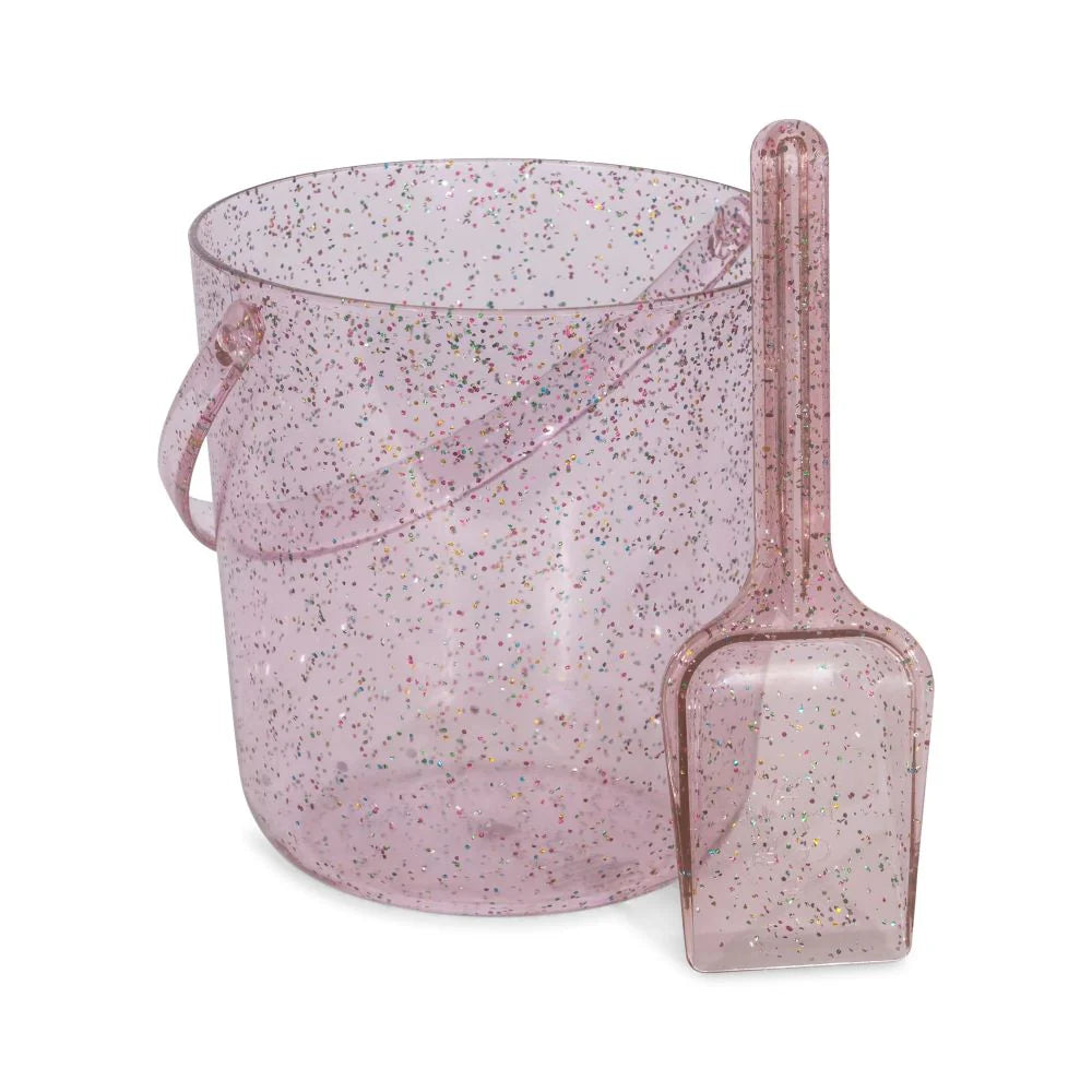 Cubo de playa con purpurina