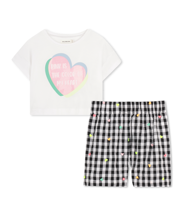 T-shirt and Shorts Set with Embroidered Hearts - Billieblush