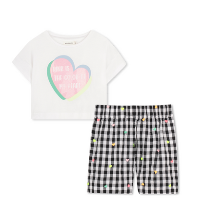 T-shirt and Shorts Set with Embroidered Hearts - Billieblush
