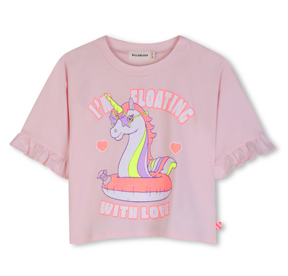T-shirt de Manga Curta com Folhos -  Billieblush