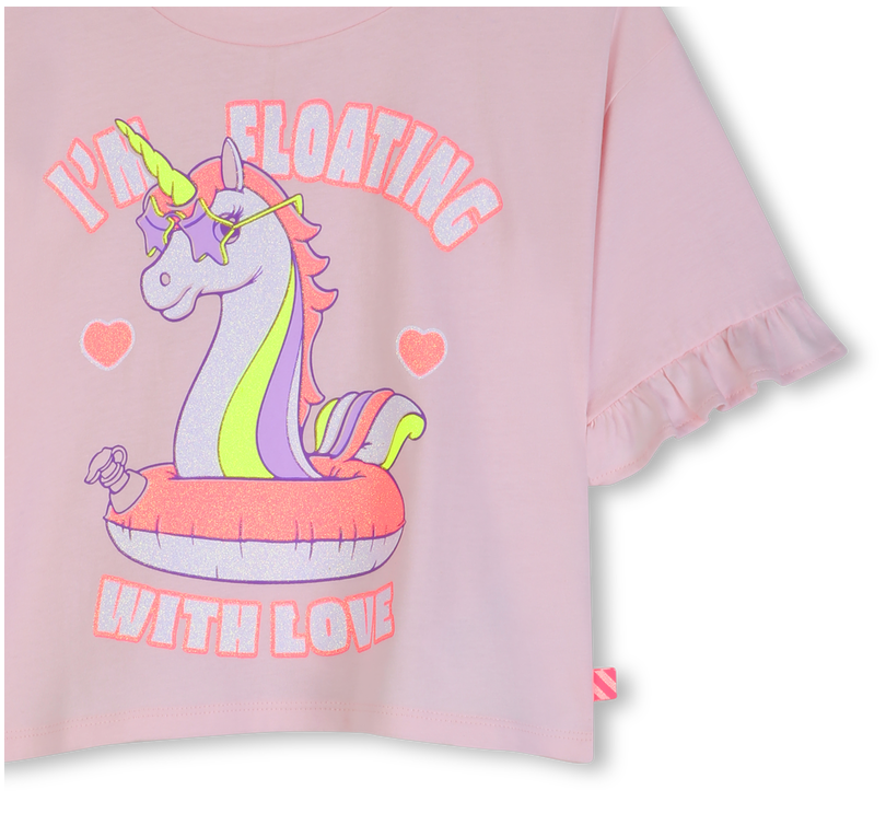 T-shirt de Manga Curta com Folhos -  Billieblush
