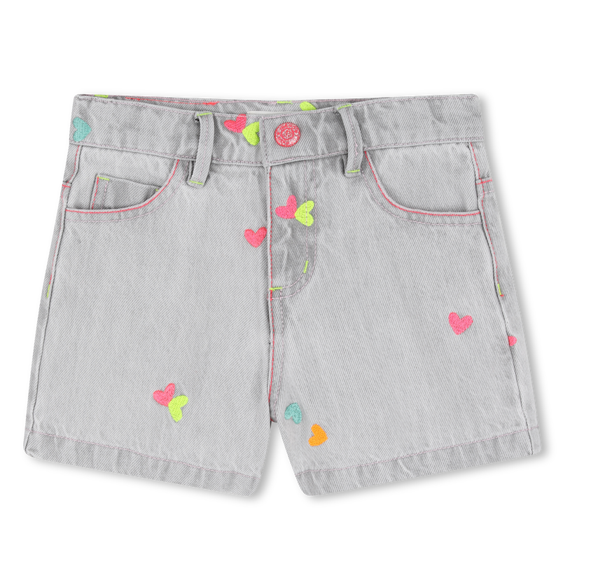 Shorts Vaqueros con Corazones Bordados - Billieblush