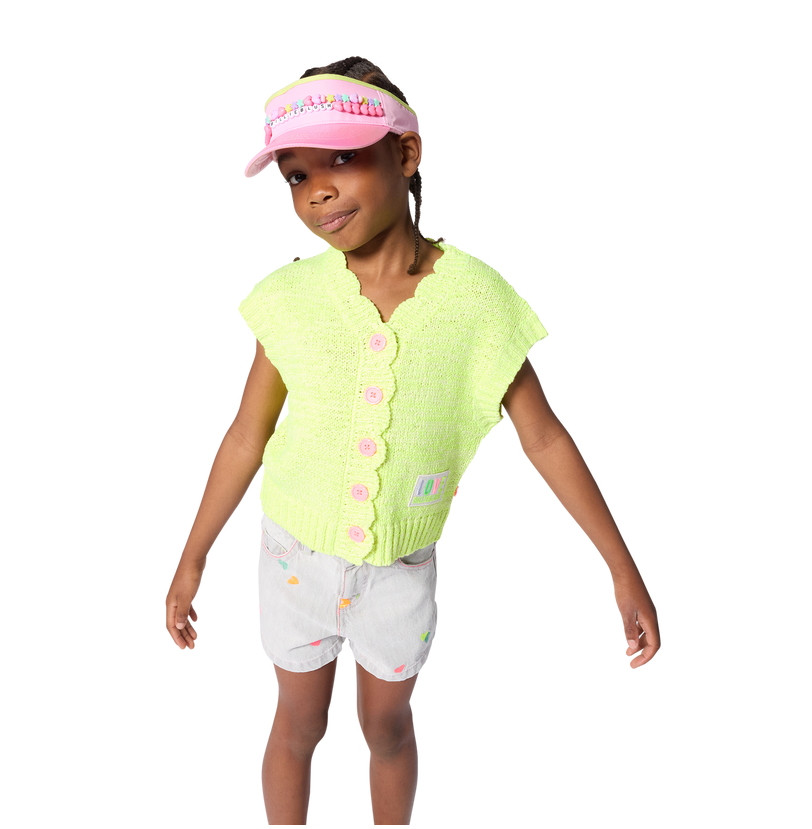 Denim Shorts with Embroidered Hearts - Billieblush