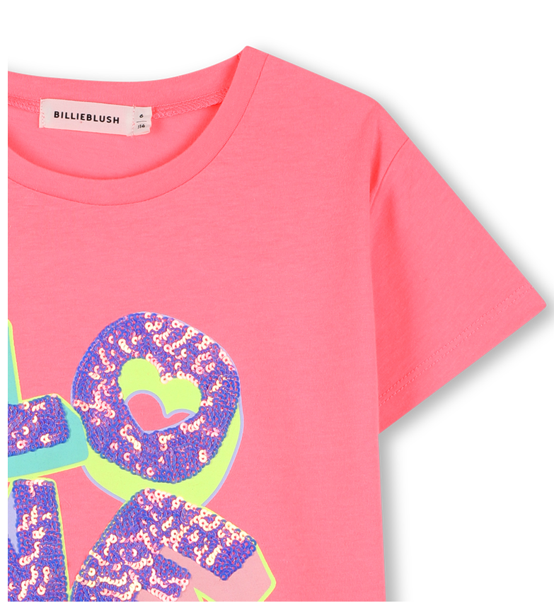 T-shirt de Manga Curta com Ilustração Glitter - Billieblush