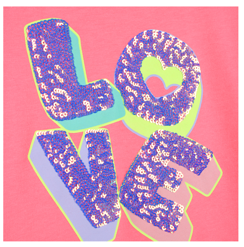 T-shirt de Manga Curta com Ilustração Glitter - Billieblush