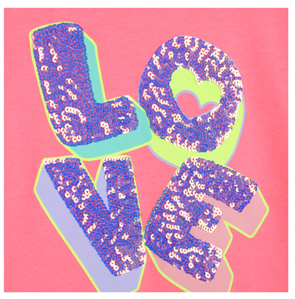 T-shirt de Manga Curta com Ilustração Glitter - Billieblush