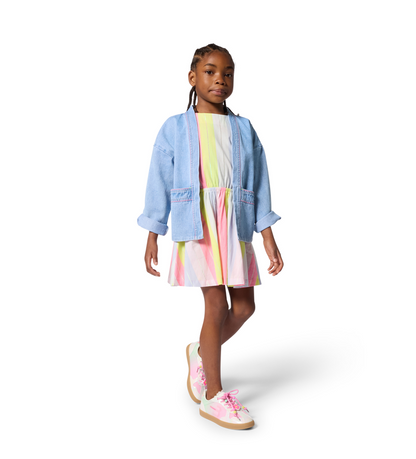 Vestido de Manga Curta às Riscas - Billieblush