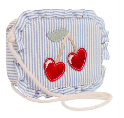Bolso Rayas Azul con Cerezas