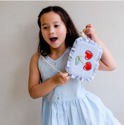Bolso Rayas Azul con Cerezas