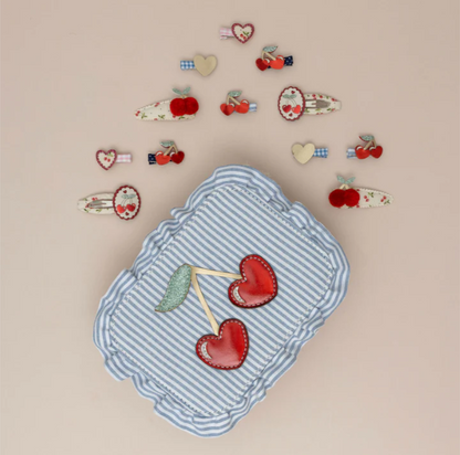 Bolso Rayas Azul con Cerezas