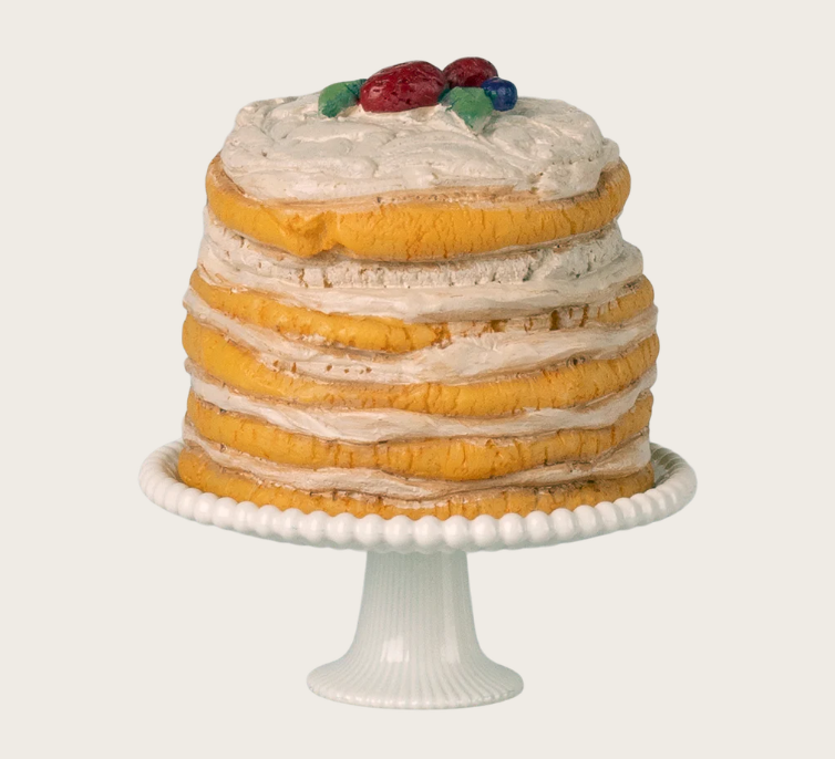 Bolo de festa e suporte para bolo, Rato – Branco creme