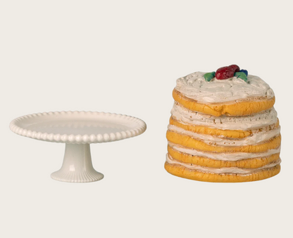 Bolo de festa e suporte para bolo, Rato – Branco creme