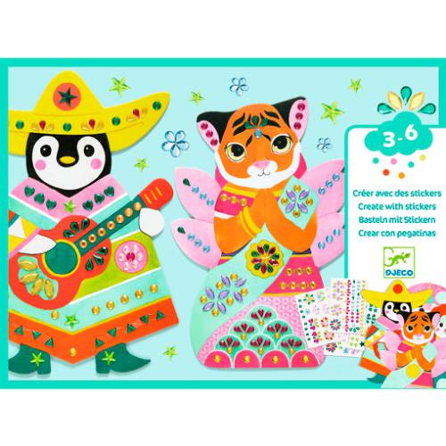 Crea con pegatinas - Decora los animales con purpurina