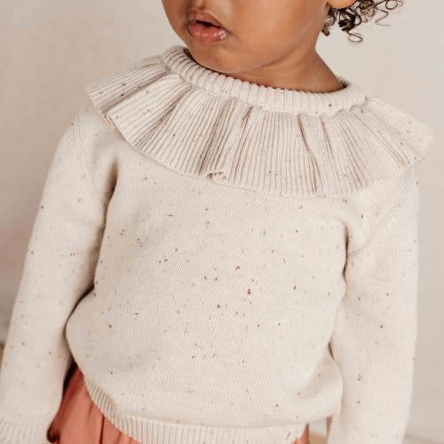 Camisola de malha com gola em folho