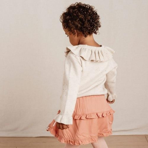 Camisola de malha com gola em folho