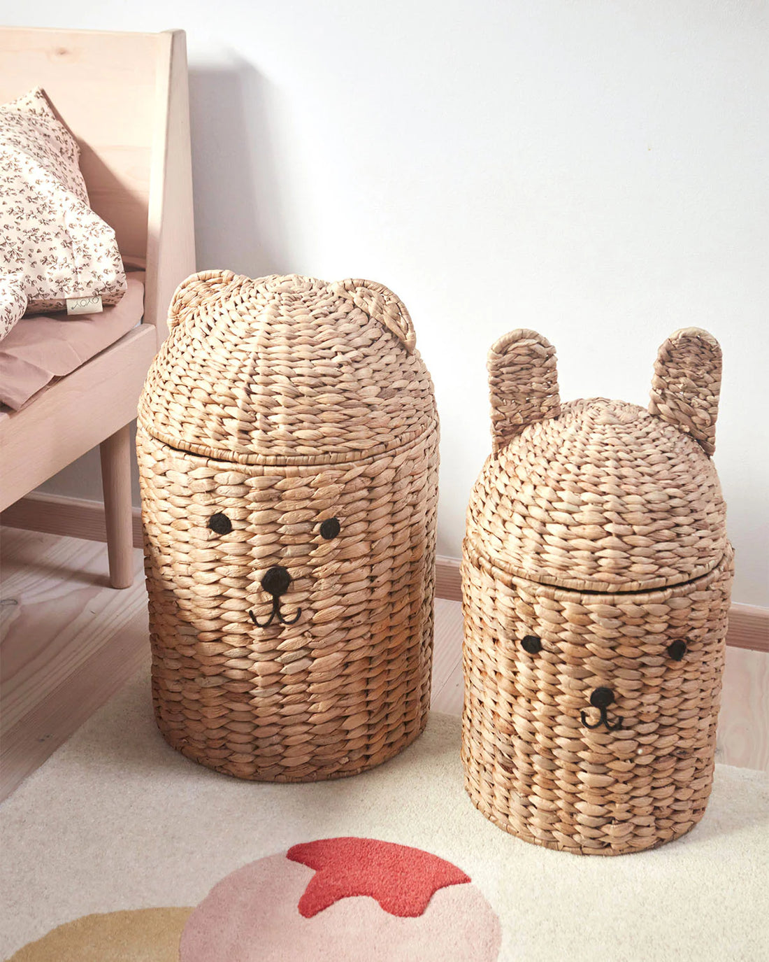 Conjunto de cestos de arrumação Urso e Coelho