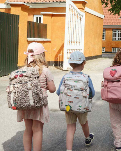 Mochila Escolar Konges Sløjd Leo com Bolsa de ginástica e Capa de Chuva