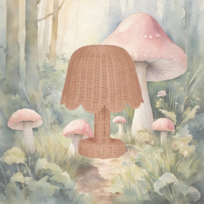 Olli Ella – Candeeiro Petal Lamp em Rattan | Seashell Pink